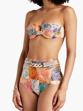 ZIMMERMANN Paisley-print underwired bandeau bikini top New w tag! 3A/B